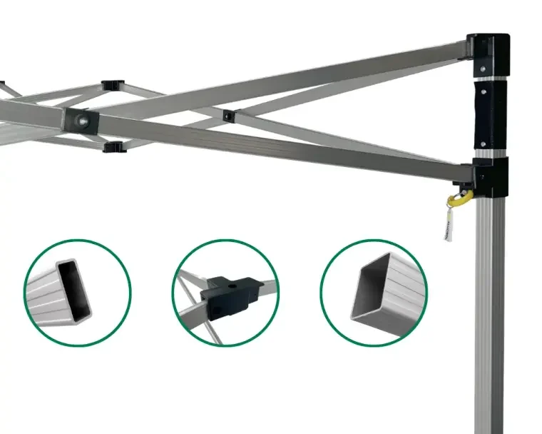 Detalle de la estructura ECO de 32 mm y sus conectores