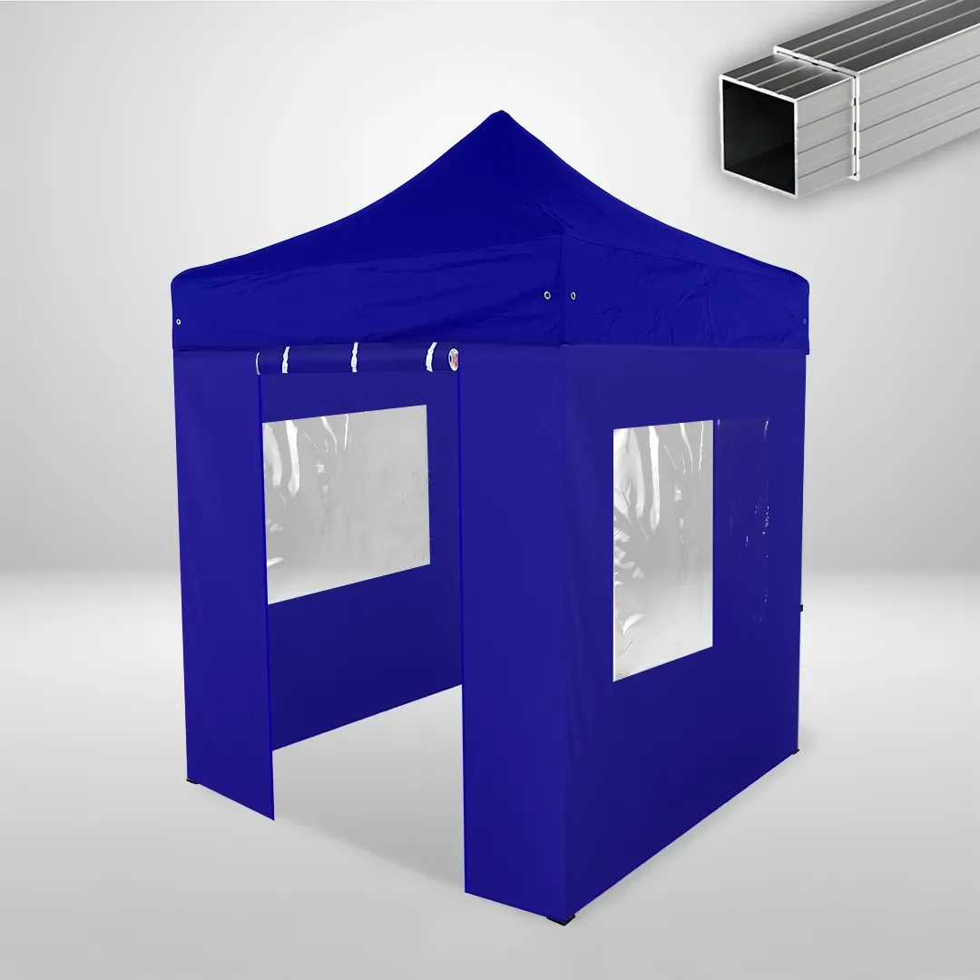 Carpa Plegable 2x2 m, Gama ECO 32mm, 2 laterales con puerta y 2 laterales con ventanas, azul