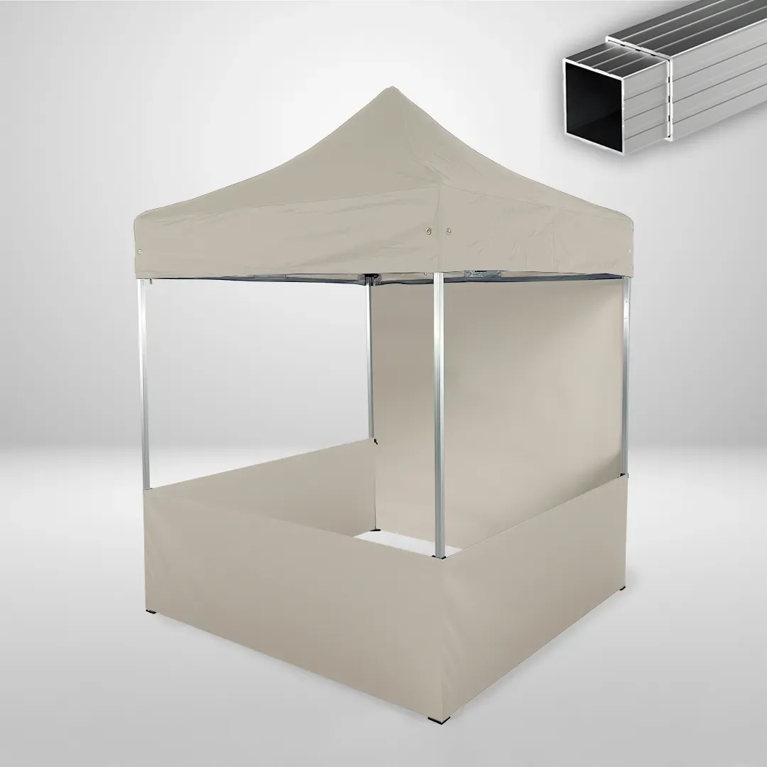 Carpa Plegable 2x2 m, Gama ECO 32mm, 1 lateral liso y 3 laterales a media altura, beige 1 Carpa Plegable 2x2 m, Gama ECO 32mm, 1 lateral liso y 3 laterales a media altura, beige