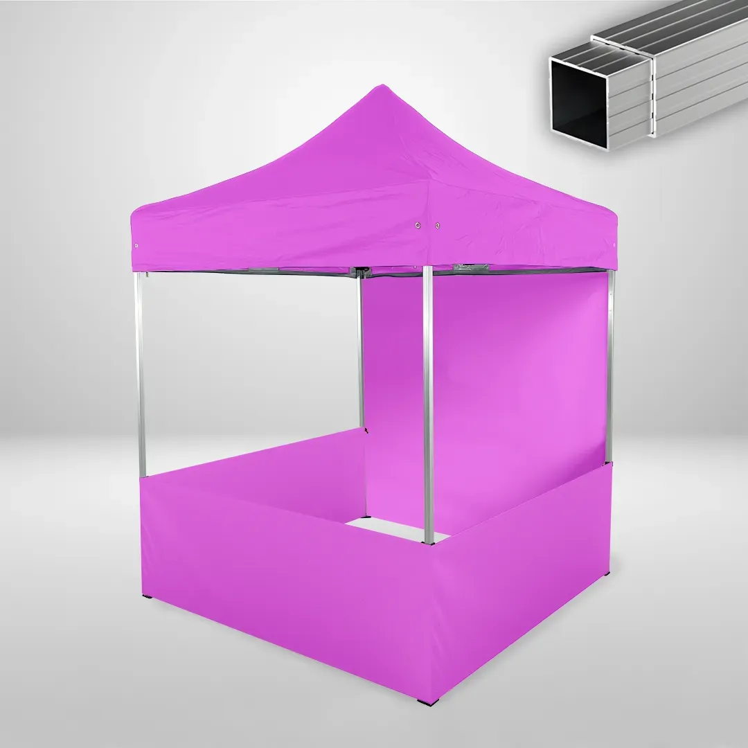 Carpa Plegable 2x2 m, Gama ECO 32mm, 1 lateral liso y 3 laterales a media altura, rosa 1 Carpa Plegable 2x2 m, Gama ECO 32mm, 1 lateral liso y 3 laterales a media altura, rosa