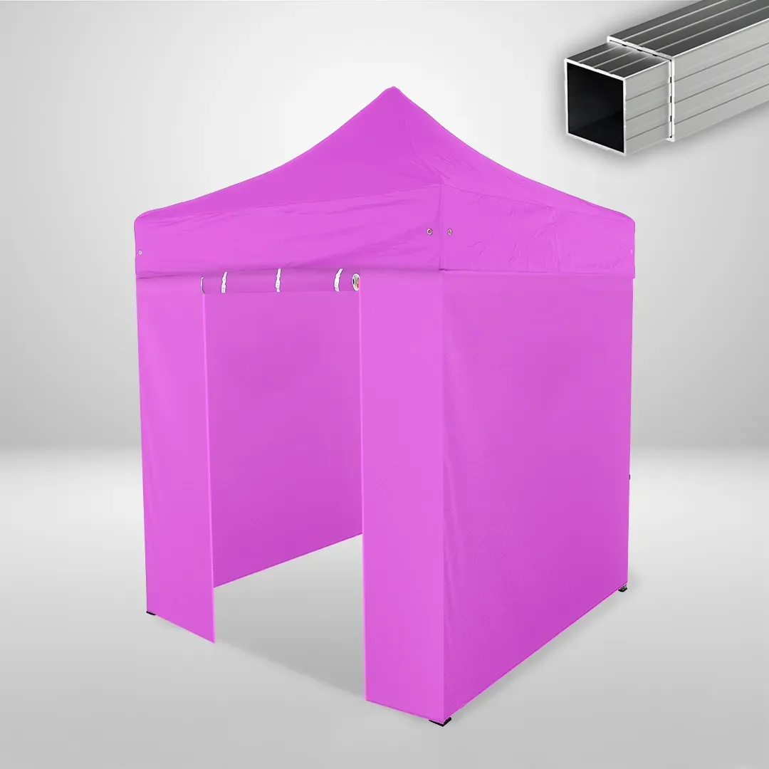 Carpa Plegable 2x2 m, Gama ECO 32mm, 3 laterales lisos y 1 lateral con puerta, rosa