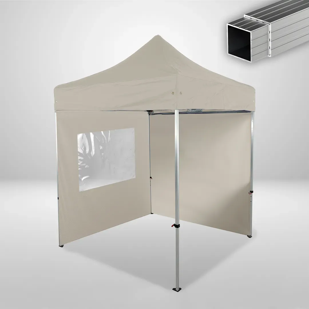 Carpa Plegable 2x2 m, Gama ECO 32mm, 1 lateral liso y 1 lateral con ventana, beige 1 Carpa Plegable 2x2 m, Gama ECO 32mm, 1 lateral liso y 1 lateral con ventana, beige