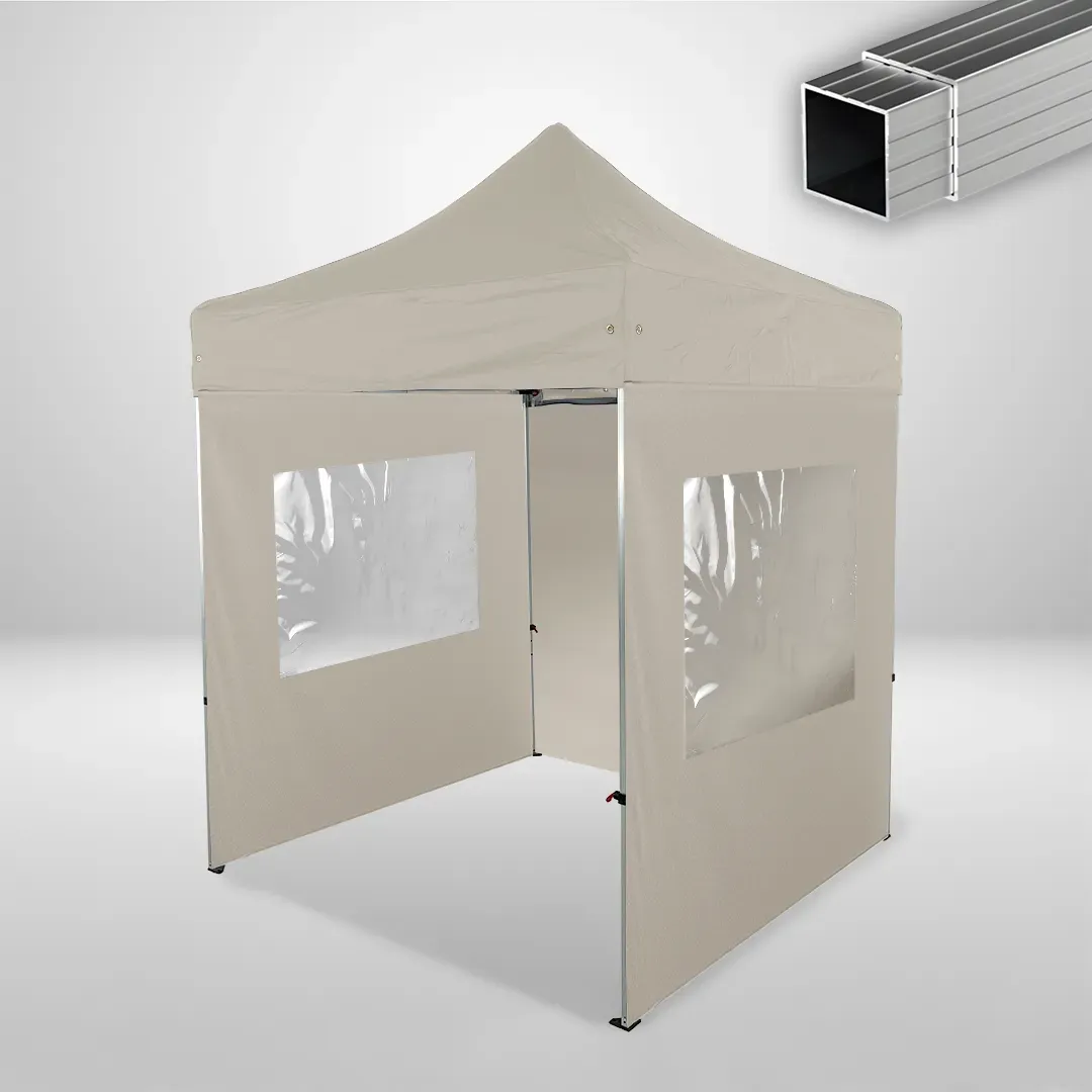 Carpa Plegable 2x2 m, Gama ECO 32mm, 1 lateral liso y 2 laterales con ventanas, beige 1 Carpa Plegable 2x2 m, Gama ECO 32mm, 1 lateral liso y 2 laterales con ventanas, beige