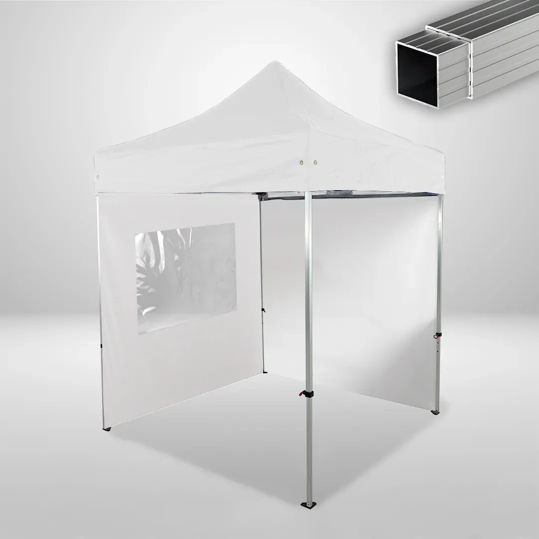 Carpa Plegable 2x2 m, Gama ECO 32mm, 1 lateral liso y 1 lateral con ventana, blanco 1 Carpa Plegable 2x2 m, Gama ECO 32mm, 1 lateral liso y 1 lateral con ventana, blanco
