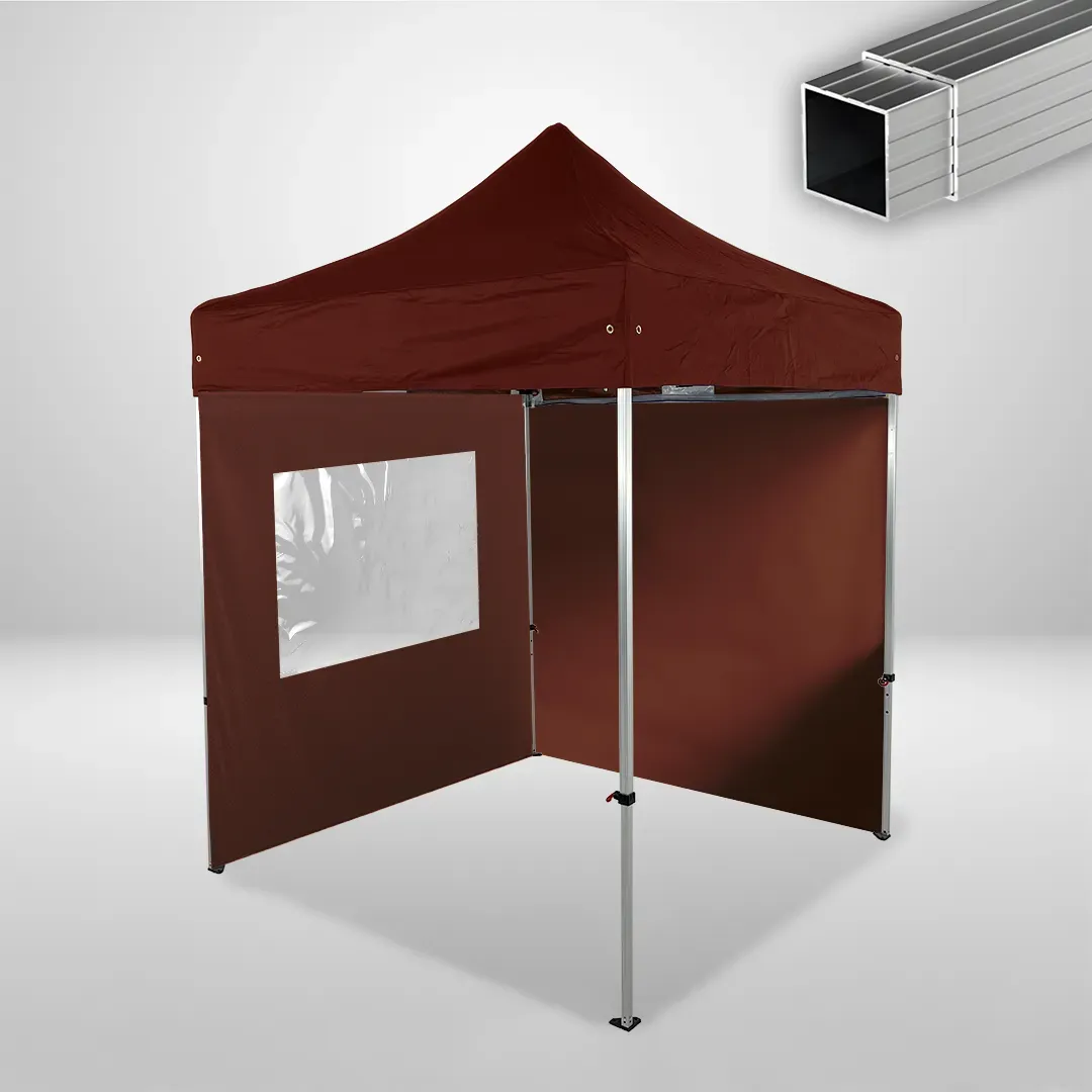 Carpa Plegable 2x2 m, Gama ECO 32mm, 1 lateral liso y 1 lateral con ventana, marron 1 Carpa Plegable 2x2 m, Gama ECO 32mm, 1 lateral liso y 1 lateral con ventana, marron