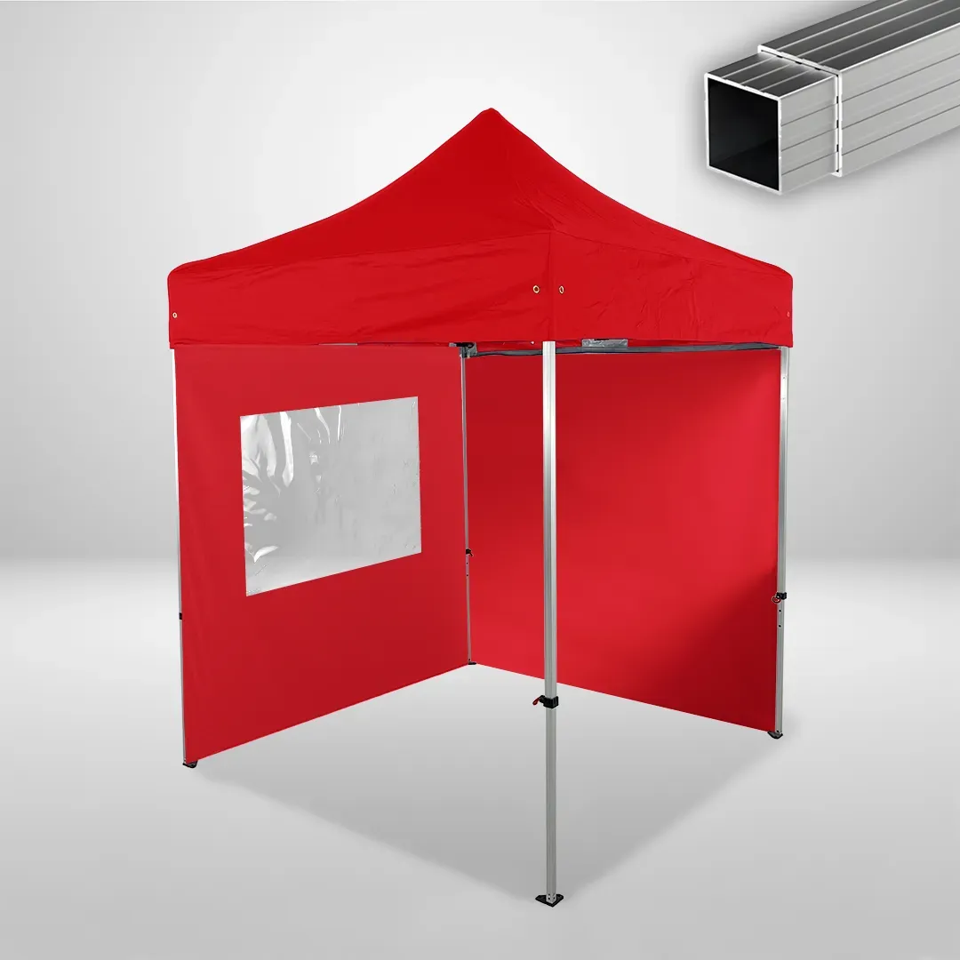 Carpa Plegable 2x2 m, Gama ECO 32mm, 1 lateral liso y 1 lateral con ventana, rojo 1 Carpa Plegable 2x2 m, Gama ECO 32mm, 1 lateral liso y 1 lateral con ventana, rojo