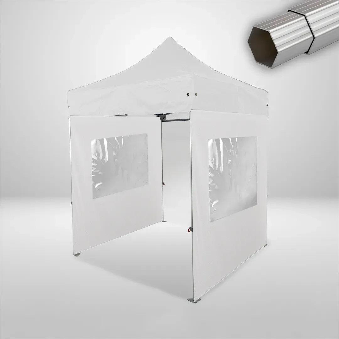 Carpa Plegable 2x2 m, Gama ELITE 50mm, 1 lateral liso y 2 laterales con ventanas, blanco 1 Carpa Plegable 2x2 m, Gama ELITE 50mm, 1 lateral liso y 2 laterales con ventanas, blanco