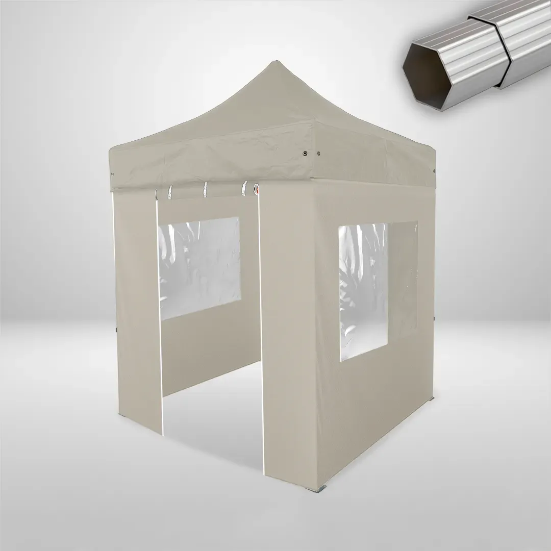 Carpa Plegable 2x2 m, Gama ELITE 50mm, 2 laterales con puerta y 2 laterales con ventanas, beige 1 Carpa Plegable 2x2 m, Gama ELITE 50mm, 2 laterales con puerta y 2 laterales con ventanas, beige