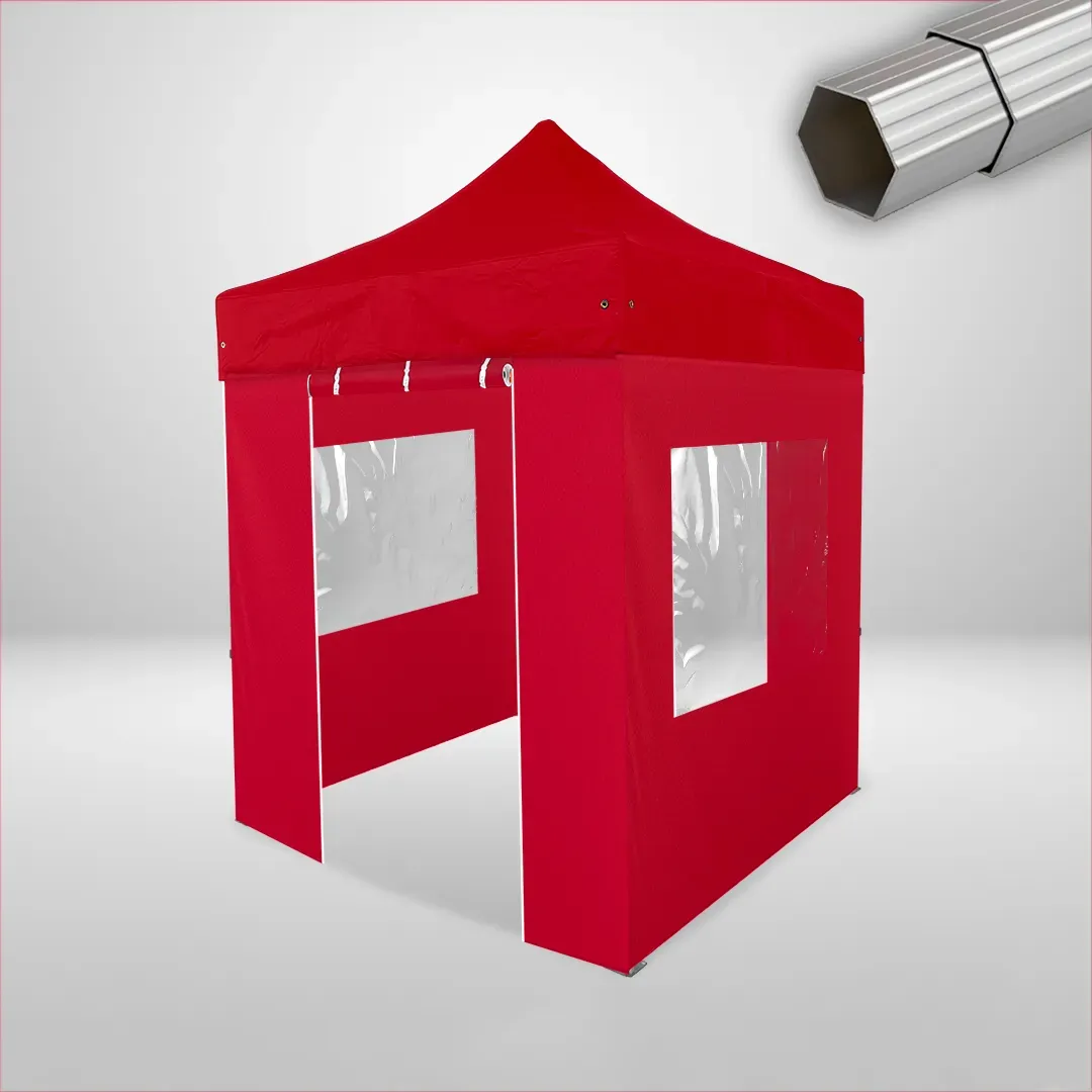 Carpa Plegable 2x2 m, Gama ELITE 50mm, 2 laterales con puerta y 2 laterales con ventanas, rojo 1 Carpa Plegable 2x2 m, Gama ELITE 50mm, 2 laterales con puerta y 2 laterales con ventanas, rojo