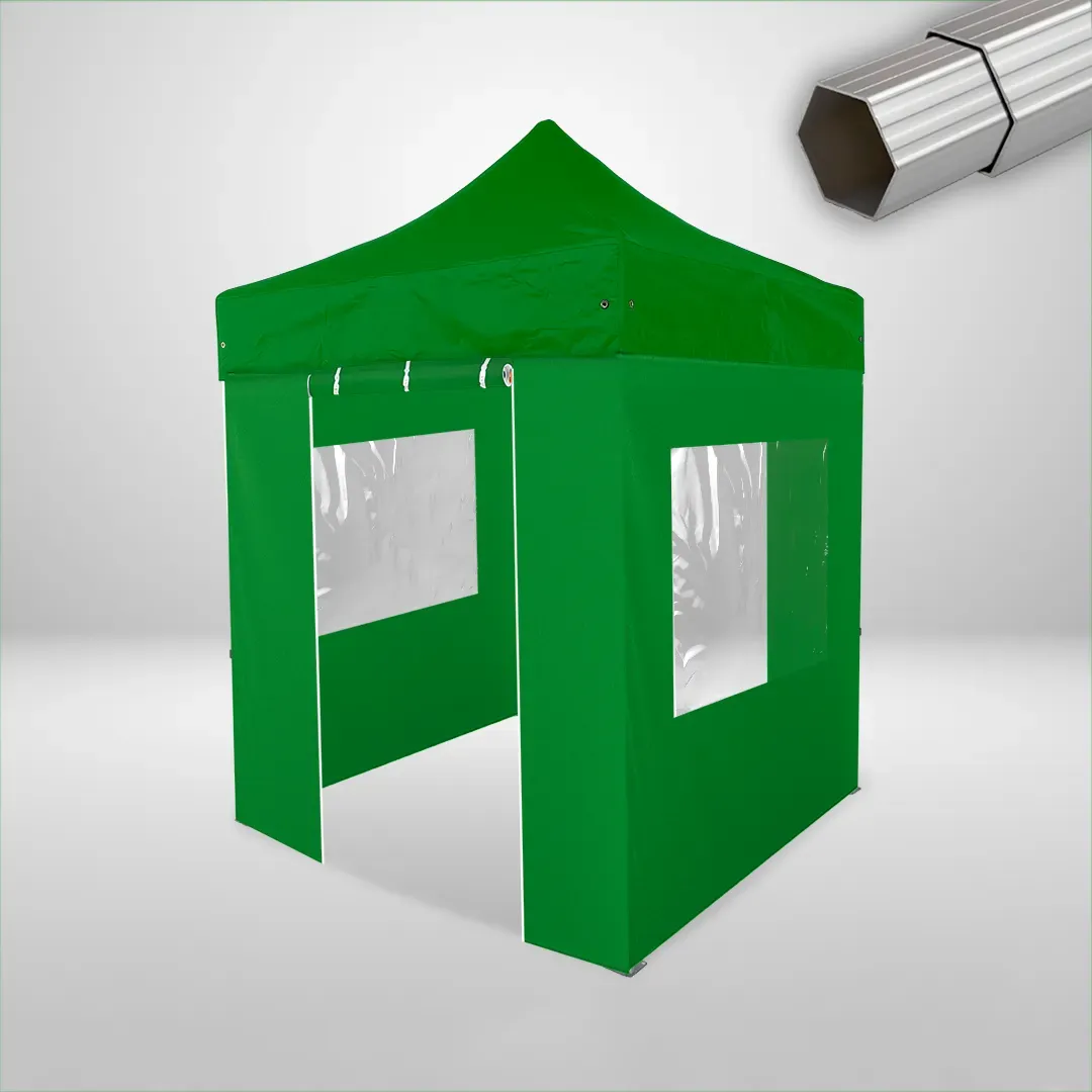 Carpa Plegable 2x2 m, Gama ELITE 50mm, 2 laterales con puerta y 2 laterales con ventanas, verde botella 1 Carpa Plegable 2x2 m, Gama ELITE 50mm, 2 laterales con puerta y 2 laterales con ventanas, verde botella
