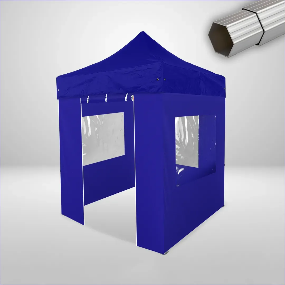 Carpa Plegable 2x2 m, Gama ELITE 50mm, 3 laterales con ventanas y 1 laterales con puerta, azul 1 Carpa Plegable 2x2 m, Gama ELITE 50mm, 3 laterales con ventanas y 1 laterales con puerta, azul