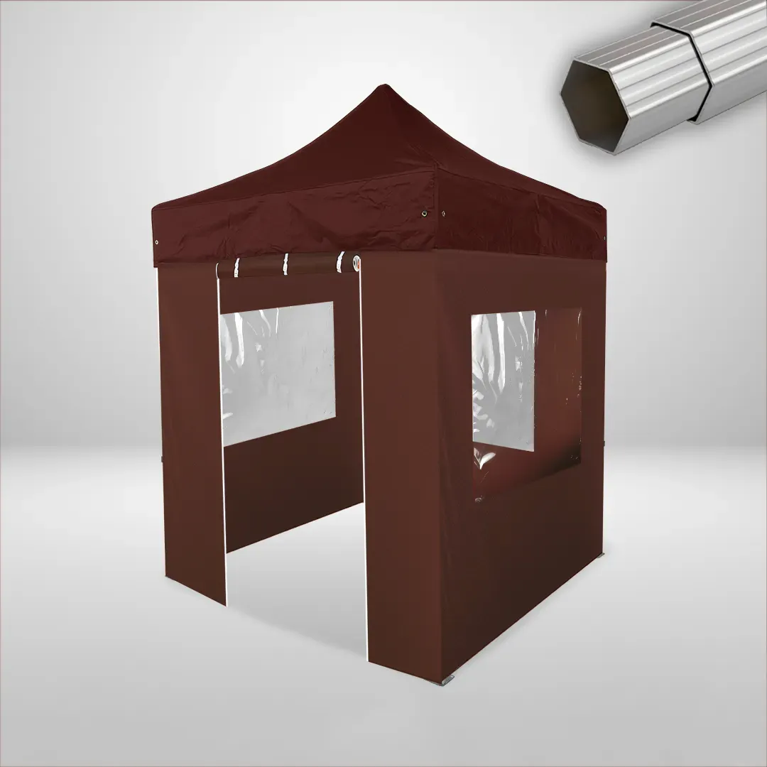 Carpa Plegable 2x2 m, Gama ELITE 50mm, 3 laterales con ventanas y 1 laterales con puerta, marron 1 Carpa Plegable 2x2 m, Gama ELITE 50mm, 3 laterales con ventanas y 1 laterales con puerta, marron