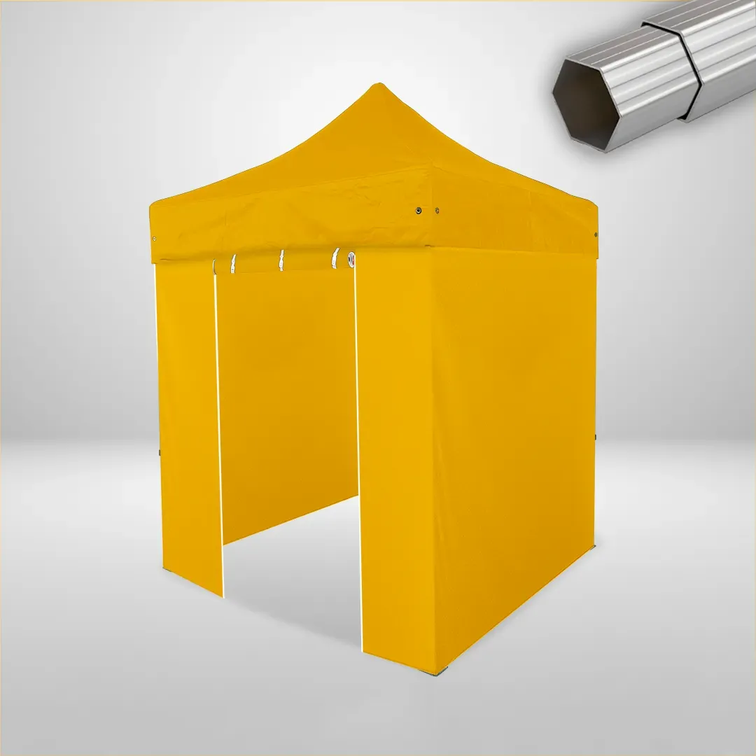 Carpa Plegable 2x2 m, Gama ELITE 50mm, 3 laterales lisos y 1 lateral con puerta, amarillo 1 Carpa Plegable 2x2 m, Gama ELITE 50mm, 3 laterales lisos y 1 lateral con puerta, amarillo
