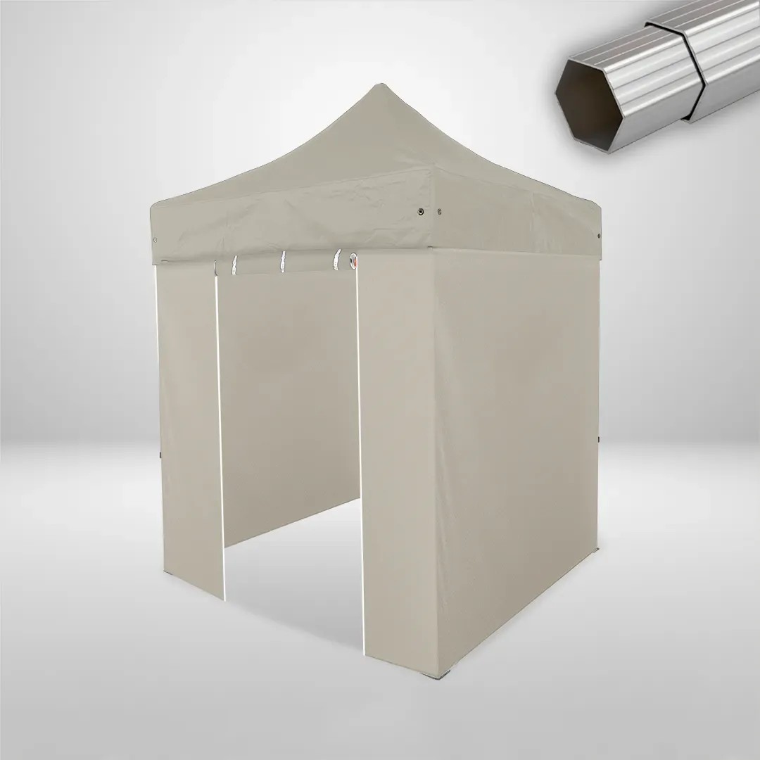Carpa Plegable 2x2 m, Gama ELITE 50mm, 3 laterales lisos y 1 lateral con puerta, beige 1 Carpa Plegable 2x2 m, Gama ELITE 50mm, 3 laterales lisos y 1 lateral con puerta, beige