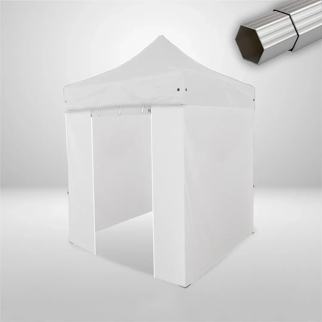 Carpa Plegable 2x2 m, Gama ELITE 50mm, 3 laterales lisos y 1 lateral con puerta, blanco 1 Carpa Plegable 2x2 m, Gama ELITE 50mm, 3 laterales lisos y 1 lateral con puerta, blanco