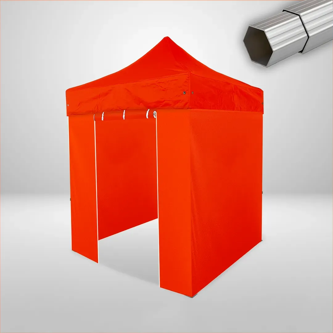 Carpa Plegable 2x2 m, Gama ELITE 50mm, 3 laterales lisos y 1 lateral con puerta, naranja 1 Carpa Plegable 2x2 m, Gama ELITE 50mm, 3 laterales lisos y 1 lateral con puerta, naranja