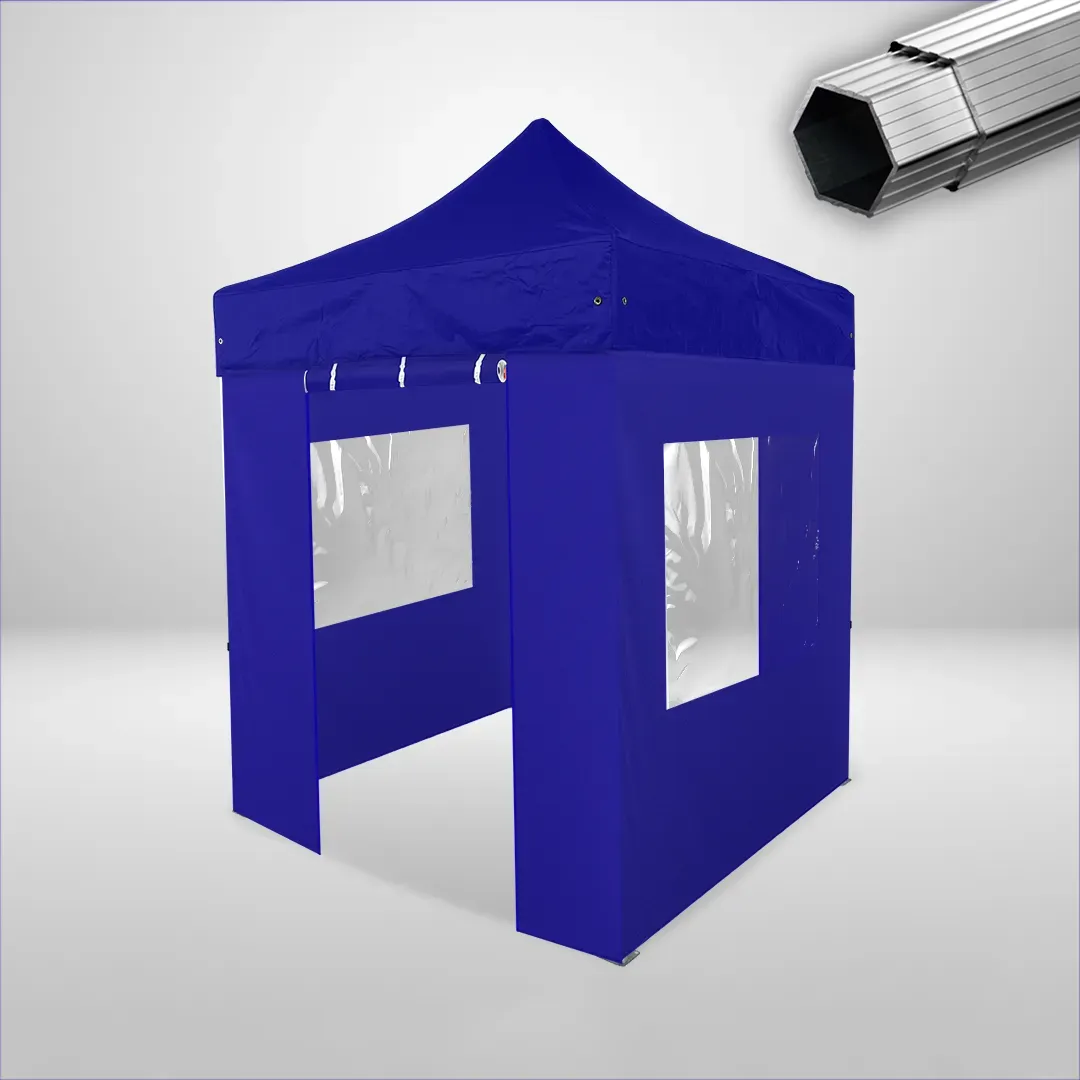 Carpa Plegable 2x2 m, Gama PLUS 40mm, 2 laterales con puerta y 2 laterales con ventanas, azul 1 Carpa Plegable 2x2 m, Gama PLUS 40mm, 2 laterales con puerta y 2 laterales con ventanas, azul