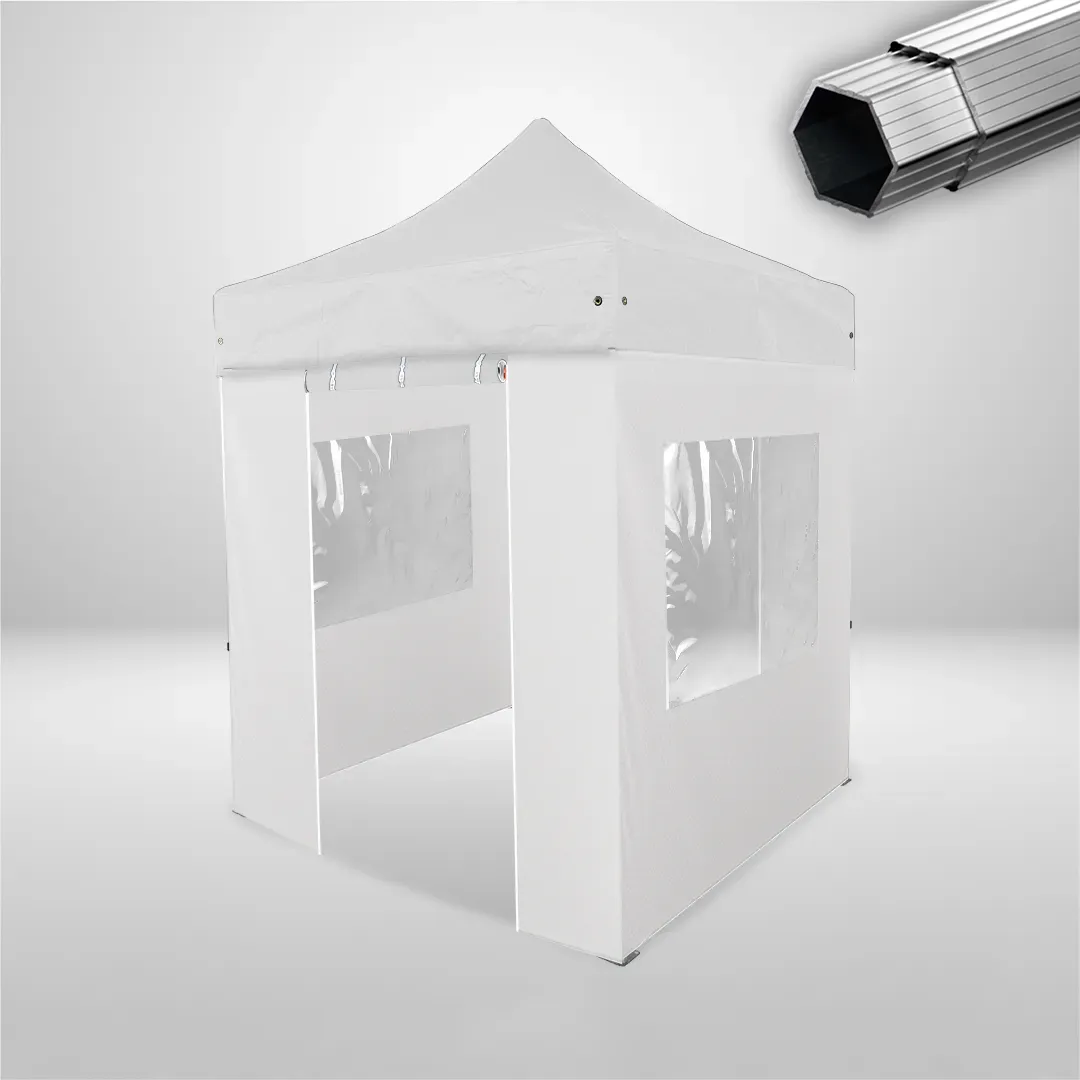 Carpa Plegable 2x2 m, Gama PLUS 40mm, 2 laterales con puerta y 2 laterales con ventanas, blanco 1 Carpa Plegable 2x2 m, Gama PLUS 40mm, 2 laterales con puerta y 2 laterales con ventanas, blanco