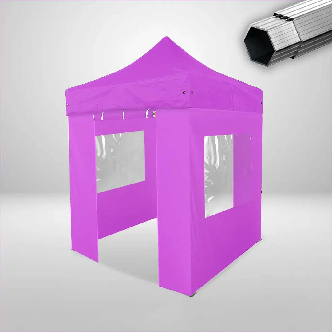 Carpa Plegable 2x2 m, Gama PLUS 40mm, 2 laterales con puerta y 2 laterales con ventanas, rosa 1 Carpa Plegable 2x2 m, Gama PLUS 40mm, 2 laterales con puerta y 2 laterales con ventanas, rosa