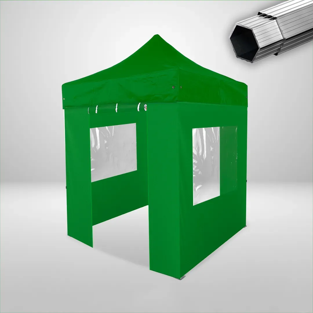 Carpa Plegable 2x2 m, Gama PLUS 40mm, 2 laterales con puerta y 2 laterales con ventanas, verde botella 1 Carpa Plegable 2x2 m, Gama PLUS 40mm, 2 laterales con puerta y 2 laterales con ventanas, verde botella