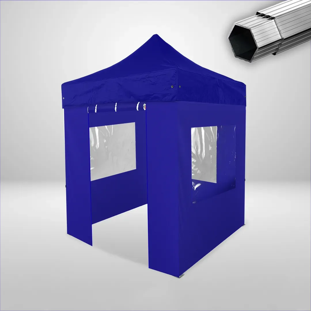Carpa Plegable 2x2 m, Gama PLUS 40mm, 3 laterales con ventanas y 1 laterales con puerta, azul 1 Carpa Plegable 2x2 m, Gama PLUS 40mm, 3 laterales con ventanas y 1 laterales con puerta, azul