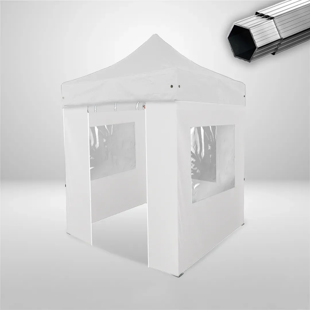 Carpa Plegable 2x2 m, Gama PLUS 40mm, 3 laterales con ventanas y 1 laterales con puerta, blanco 1 Carpa Plegable 2x2 m, Gama PLUS 40mm, 3 laterales con ventanas y 1 laterales con puerta, blanco