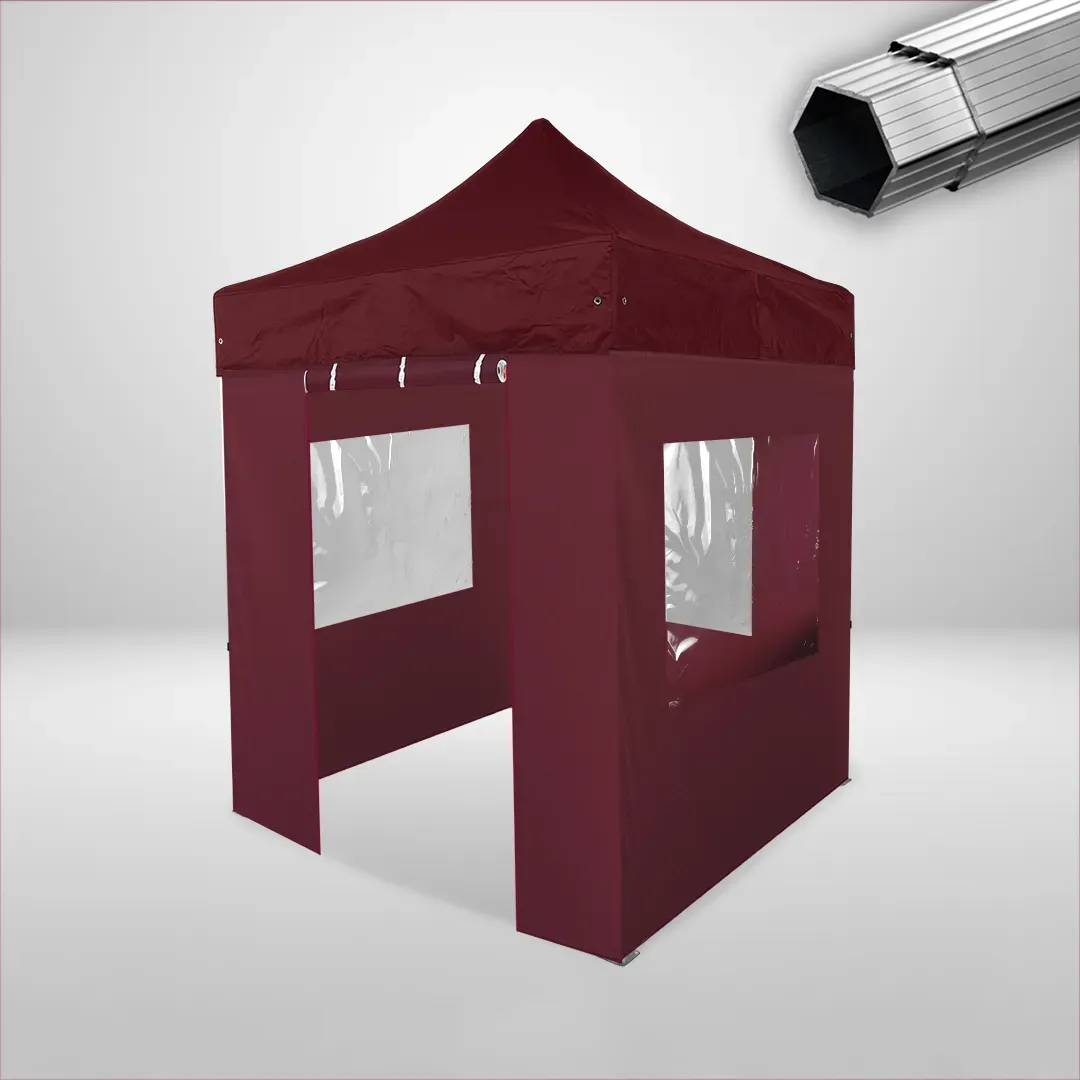 Carpa Plegable 2x2 m, Gama PLUS 40mm, 3 laterales con ventanas y 1 laterales con puerta, burdeos 1 Carpa Plegable 2x2 m, Gama PLUS 40mm, 3 laterales con ventanas y 1 laterales con puerta, burdeos