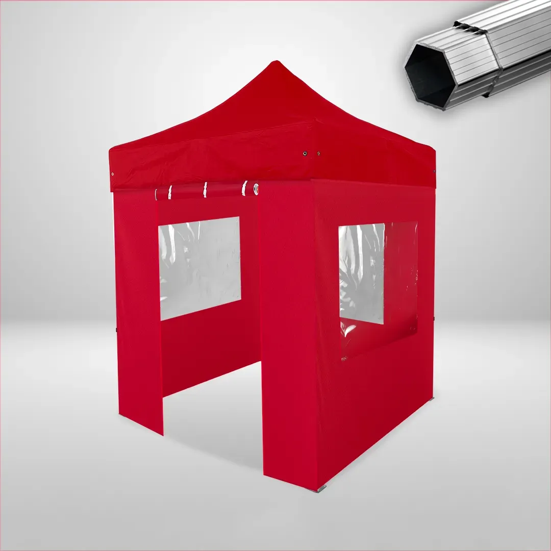 Carpa Plegable 2x2 m, Gama PLUS 40mm, 3 laterales con ventanas y 1 laterales con puerta, rojo 1 Carpa Plegable 2x2 m, Gama PLUS 40mm, 3 laterales con ventanas y 1 laterales con puerta, rojo