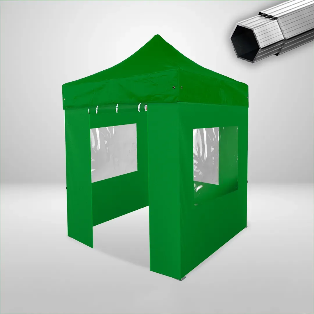 Carpa Plegable 2x2 m, Gama PLUS 40mm, 3 laterales con ventanas y 1 laterales con puerta, verde botella 1 Carpa Plegable 2x2 m, Gama PLUS 40mm, 3 laterales con ventanas y 1 laterales con puerta, verde botella