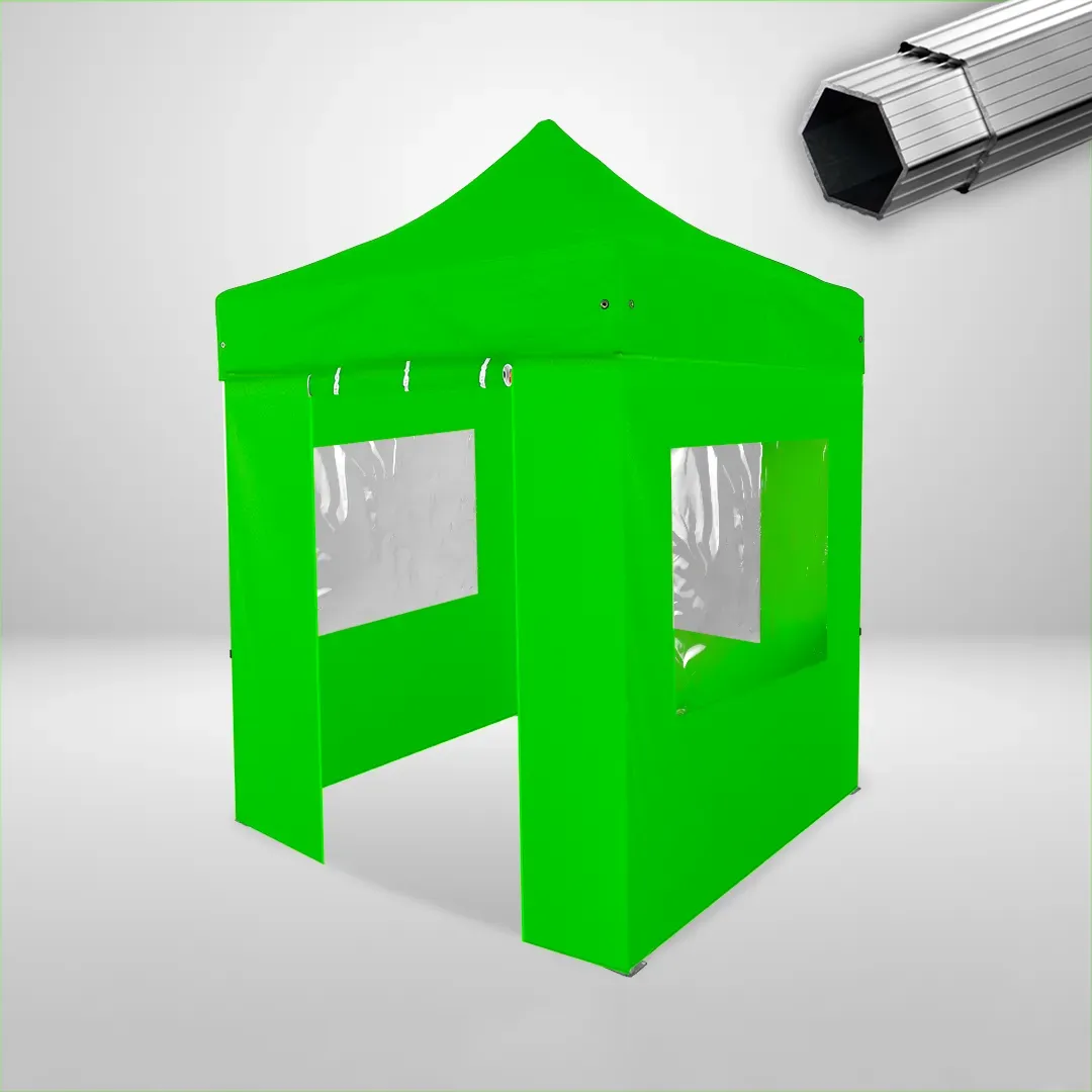 Carpa Plegable 2x2 m, Gama PLUS 40mm, 3 laterales con ventanas y 1 laterales con puerta, verde lima 1 Carpa Plegable 2x2 m, Gama PLUS 40mm, 3 laterales con ventanas y 1 laterales con puerta, verde lima