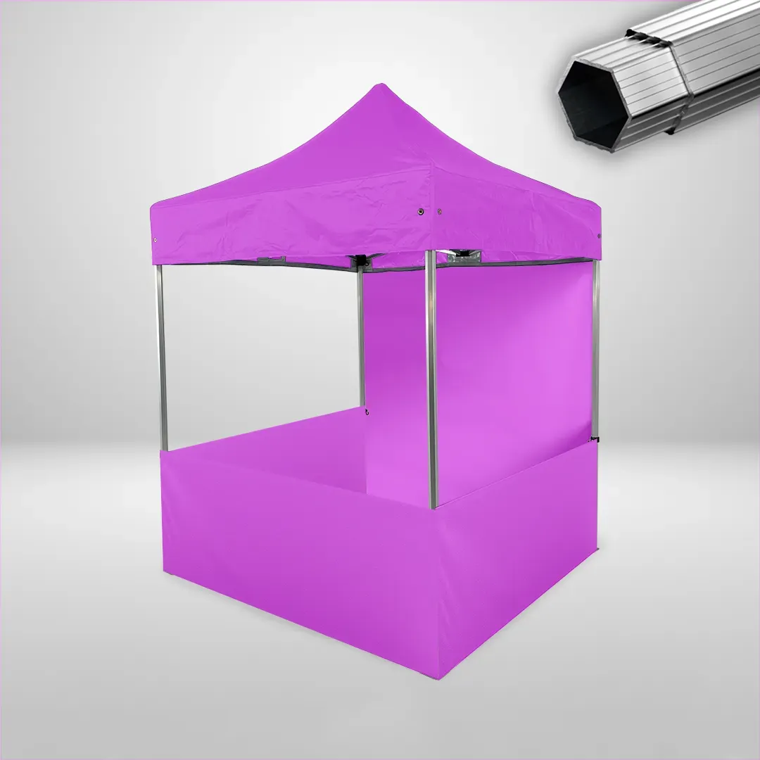 Carpa Plegable 2x2 m, Gama PLUS 40mm, 1 lateral liso y 3 laterales a media altura, rosa