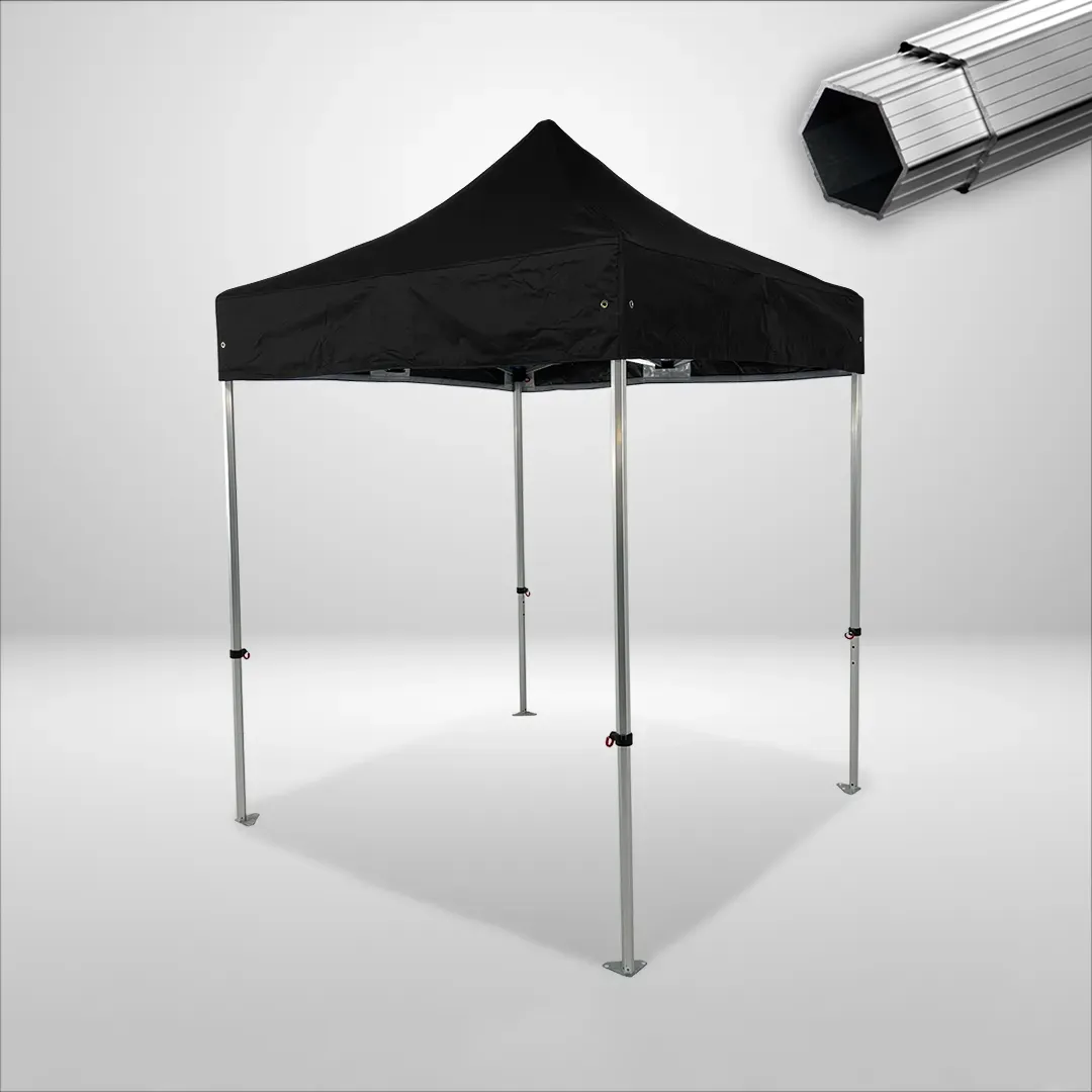 Carpa Plegable 2x2 m, Gama PLUS 40mm, Sin laterales, negro
