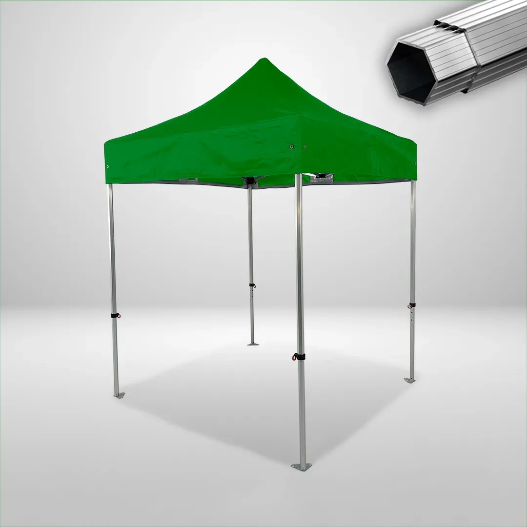 Carpa Plegable 2x2 m, Gama PLUS 40mm, Sin laterales, verde botella