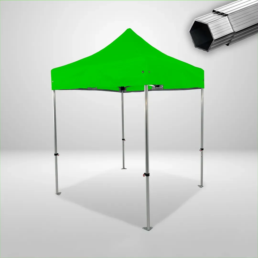 Carpa Plegable 2x2 m, Gama PLUS 40mm, Sin laterales, verde lima