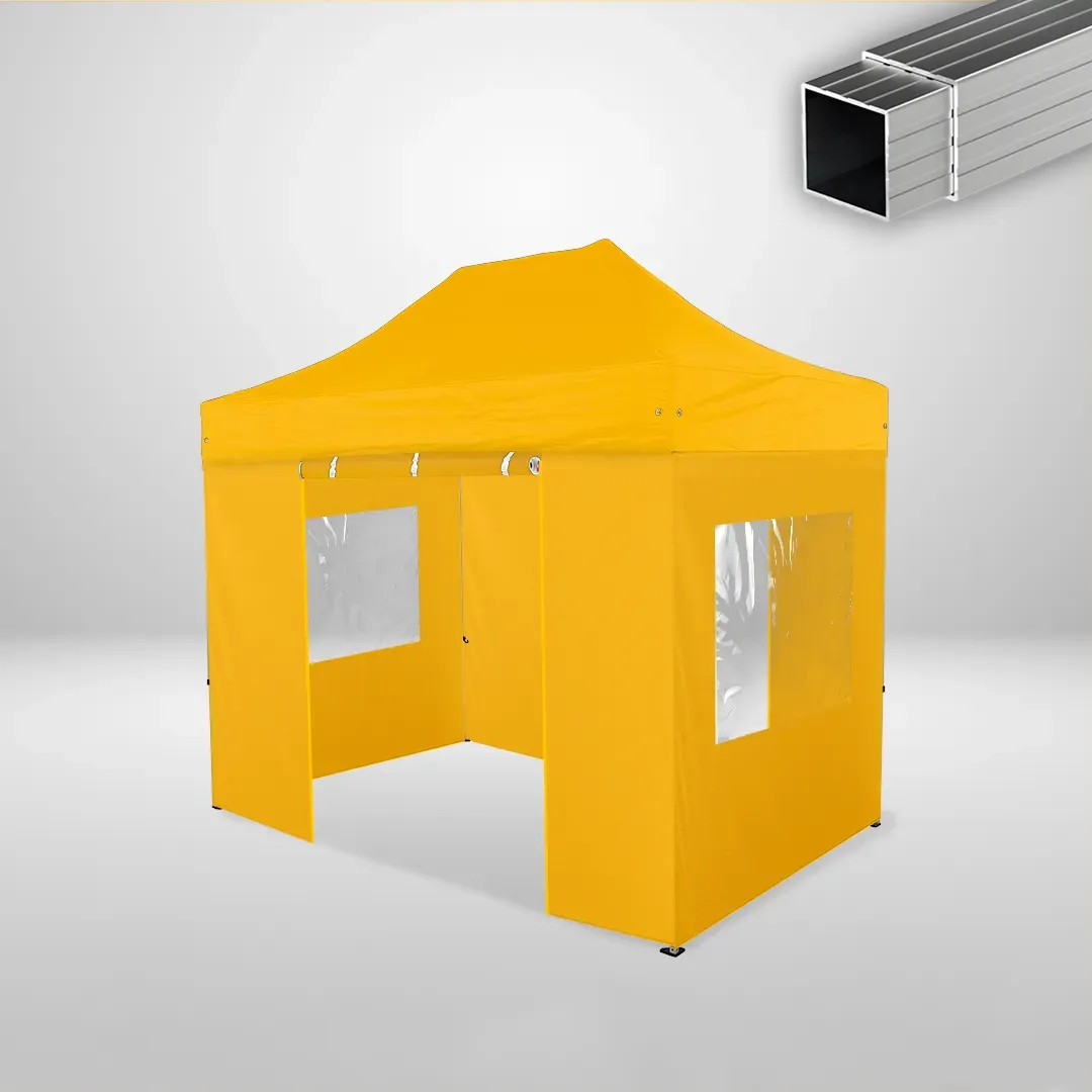 Carpa Plegable 3x2 m, Gama ECO 32mm, 2 laterales con puerta y 2 laterales con ventanas, amarillo 1 Carpa Plegable 3x2 m, Gama ECO 32mm, 2 laterales con puerta y 2 laterales con ventanas, amarillo