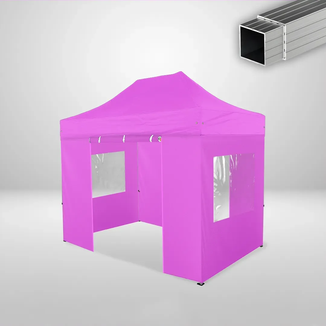 Carpa Plegable 3x2 m, Gama ECO 32mm, 2 laterales con puerta y 2 laterales con ventanas, rosa 1 Carpa Plegable 3x2 m, Gama ECO 32mm, 2 laterales con puerta y 2 laterales con ventanas, rosa
