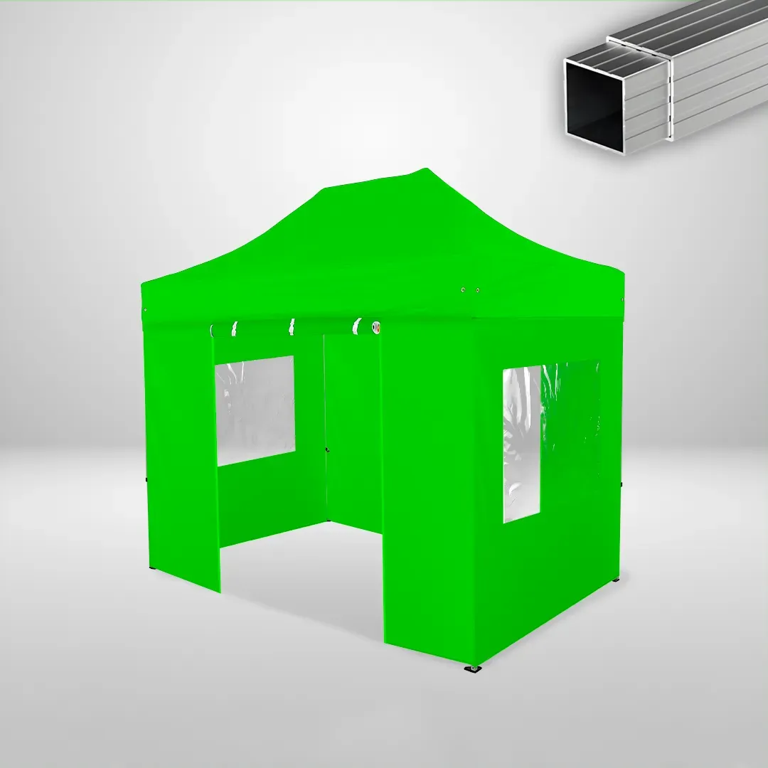 Carpa Plegable 3x2 m, Gama ECO 32mm, 2 laterales con puerta y 2 laterales con ventanas, verde lima 1 Carpa Plegable 3x2 m, Gama ECO 32mm, 2 laterales con puerta y 2 laterales con ventanas, verde lima