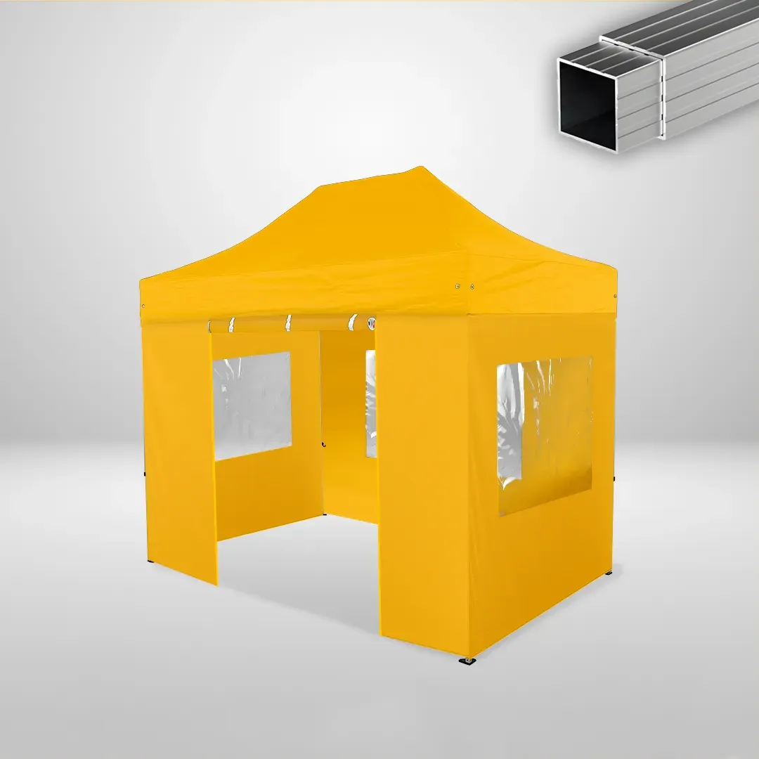 Carpa Plegable 3x2 m, Gama ECO 32mm, 3 laterales con ventanas y 1 laterales con puerta, amarillo 1 Carpa Plegable 3x2 m, Gama ECO 32mm, 3 laterales con ventanas y 1 laterales con puerta, amarillo