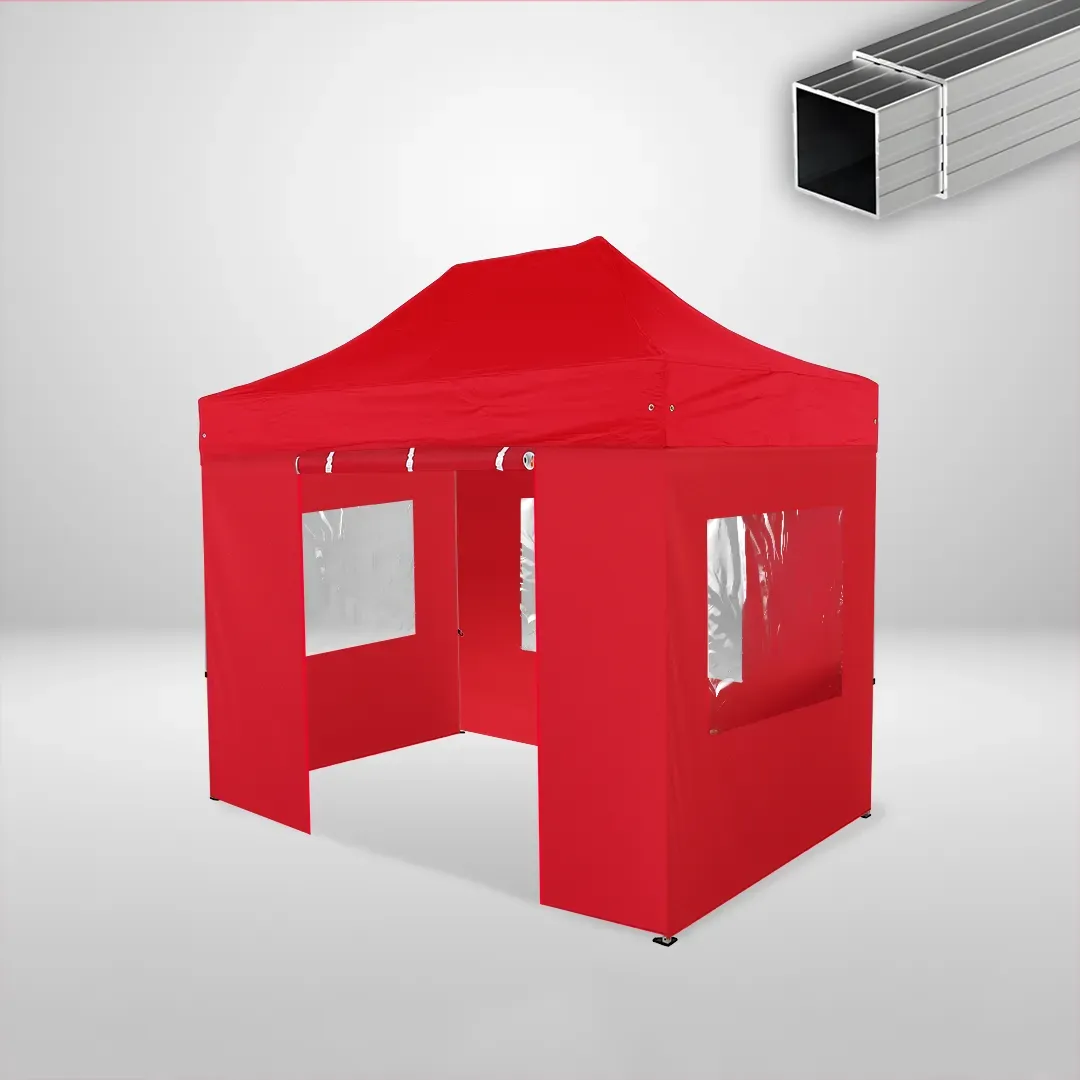 Carpa Plegable 3x2 m, Gama ECO 32mm, 3 laterales con ventanas y 1 laterales con puerta, rojo 1 Carpa Plegable 3x2 m, Gama ECO 32mm, 3 laterales con ventanas y 1 laterales con puerta, rojo