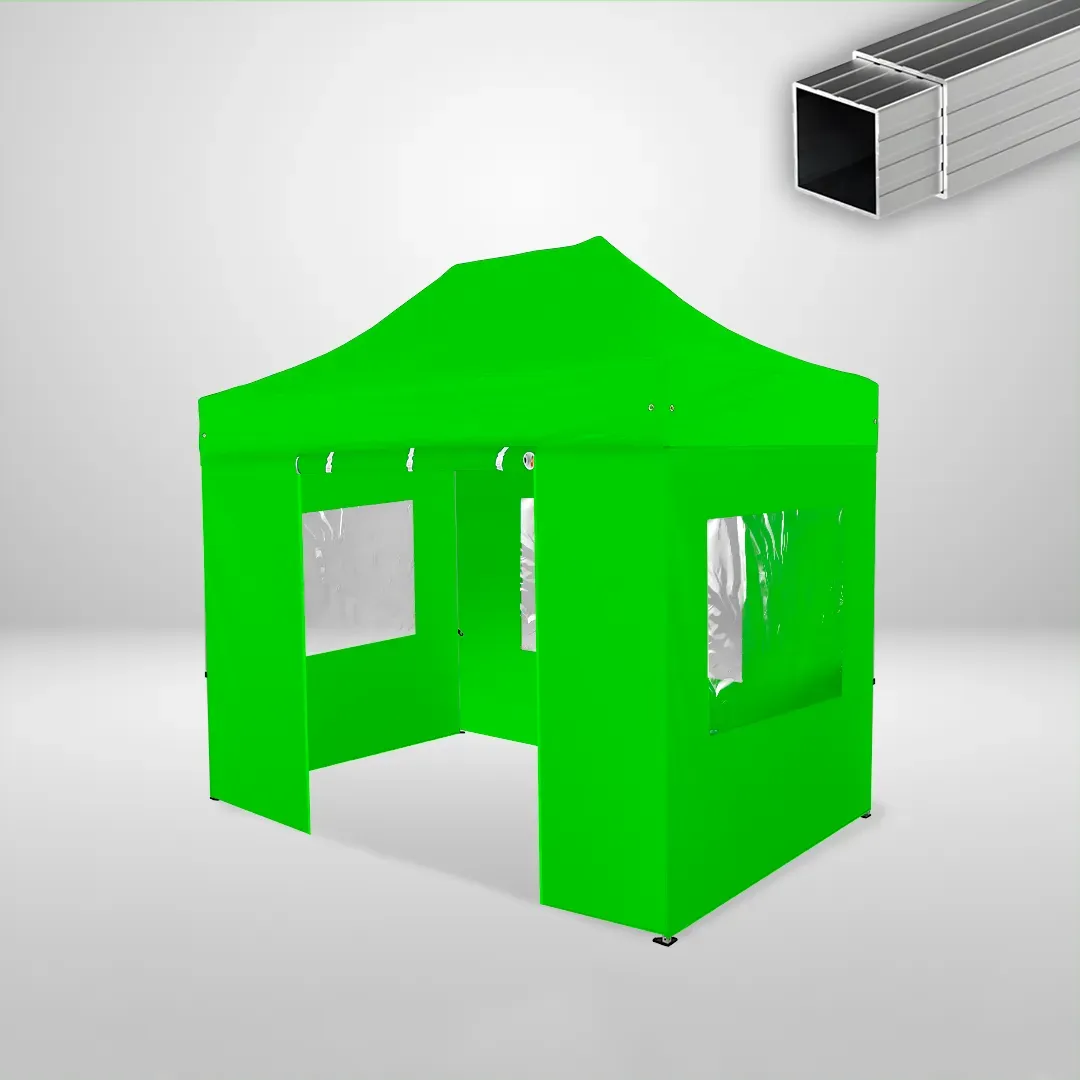 Carpa Plegable 3x2 m, Gama ECO 32mm, 3 laterales con ventanas y 1 laterales con puerta, verde lima 1 Carpa Plegable 3x2 m, Gama ECO 32mm, 3 laterales con ventanas y 1 laterales con puerta, verde lima