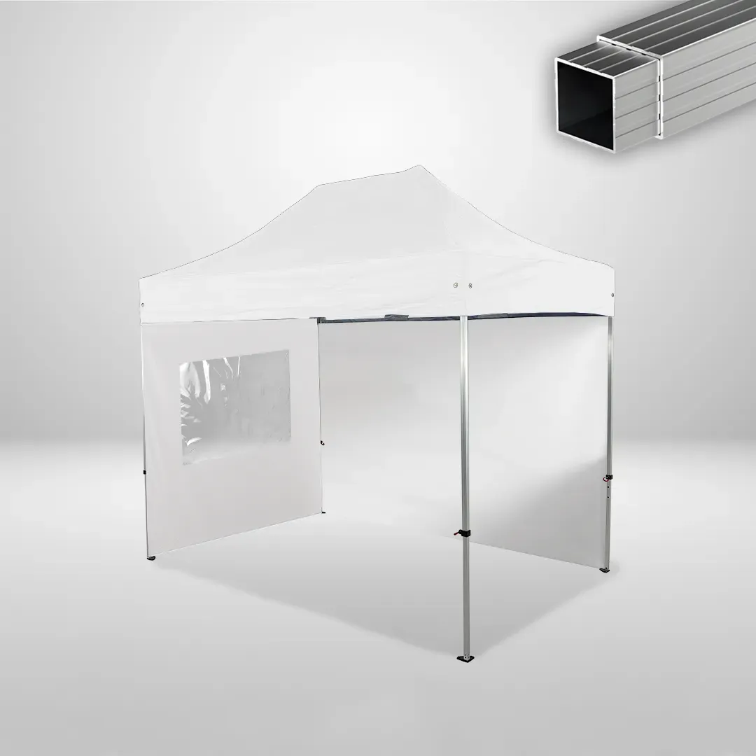 Carpa Plegable 3x2 m, Gama ECO 32mm, 1 lateral liso y 1 lateral con ventana, blanco 1 Carpa Plegable 3x2 m, Gama ECO 32mm, 1 lateral liso y 1 lateral con ventana, blanco