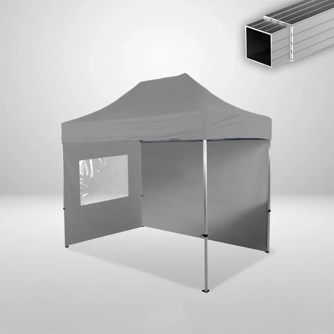 Carpa Plegable 3x2 m, Gama ECO 32mm, 1 lateral liso y 1 lateral con ventana, gris 1 Carpa Plegable 3x2 m, Gama ECO 32mm, 1 lateral liso y 1 lateral con ventana, gris