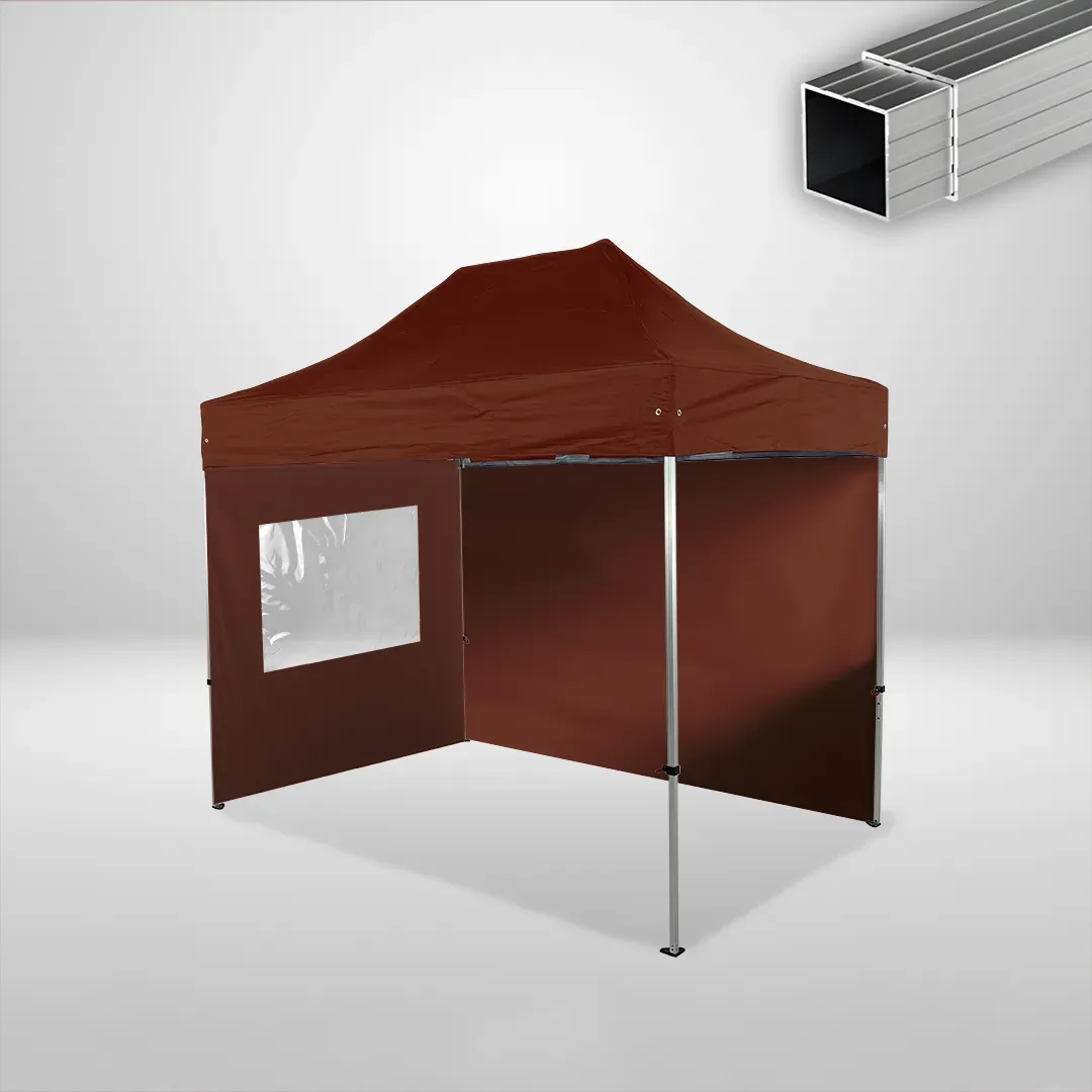 Carpa Plegable 3x2 m, Gama ECO 32mm, 1 lateral liso y 1 lateral con ventana, marron 1 Carpa Plegable 3x2 m, Gama ECO 32mm, 1 lateral liso y 1 lateral con ventana, marron