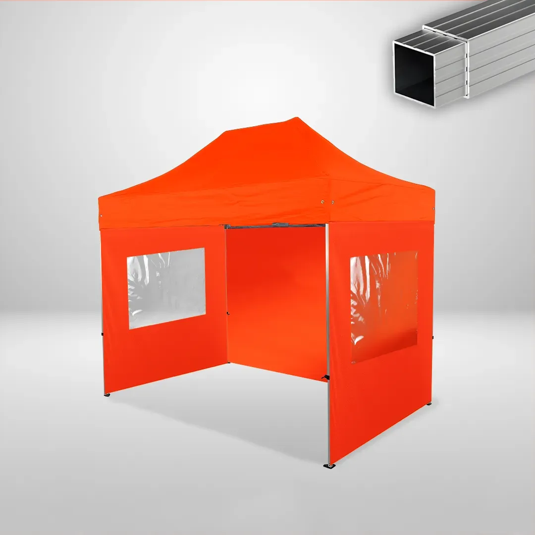 Carpa Plegable 3x2 m, Gama ECO 32mm, 1 lateral liso y 2 laterales con ventanas, naranja 1 Carpa Plegable 3x2 m, Gama ECO 32mm, 1 lateral liso y 2 laterales con ventanas, naranja
