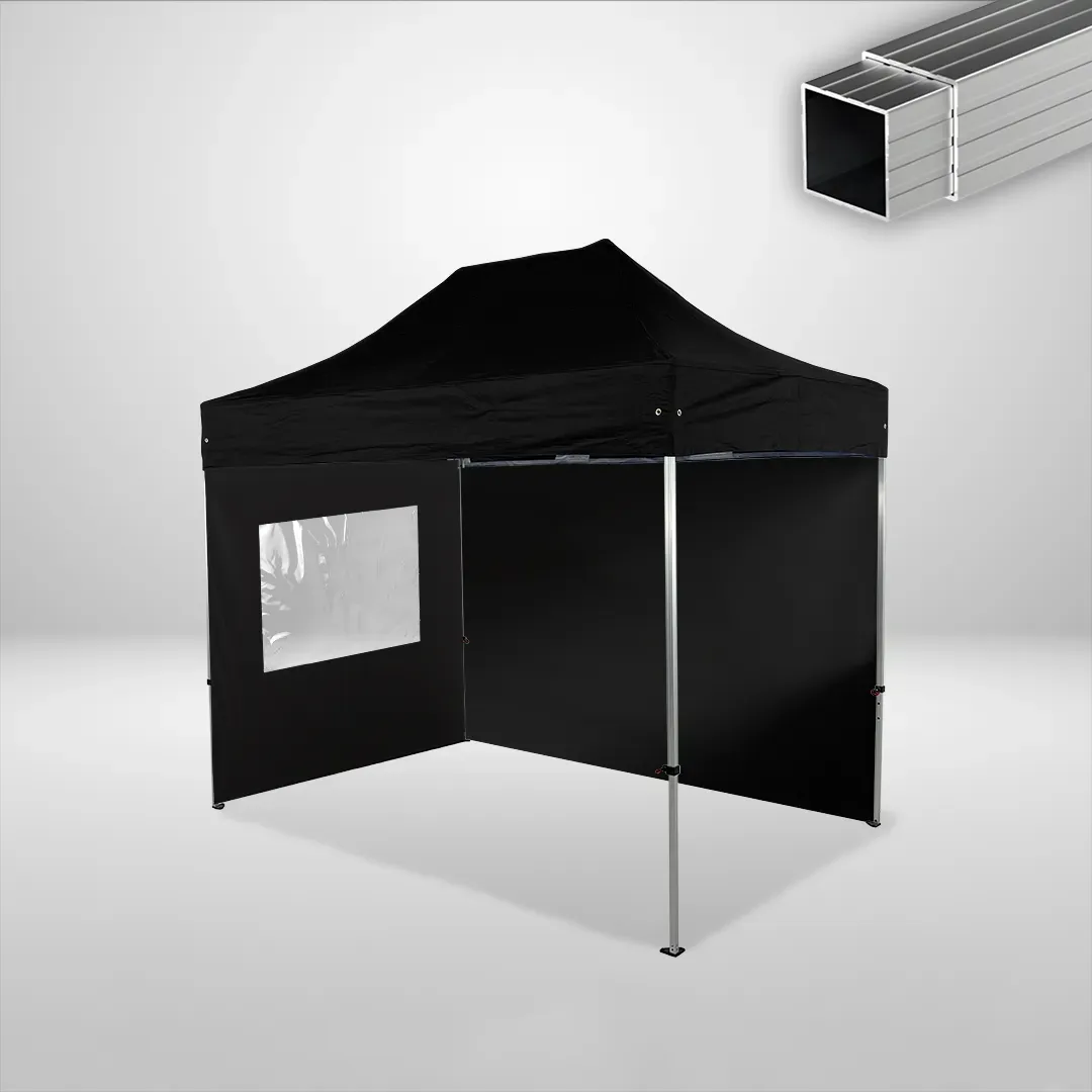 Carpa Plegable 3x2 m, Gama ECO 32mm, 1 lateral liso y 1 lateral con ventana, negro 1 Carpa Plegable 3x2 m, Gama ECO 32mm, 1 lateral liso y 1 lateral con ventana, negro
