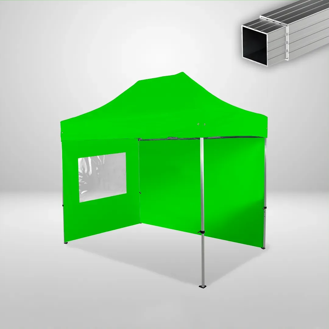 Carpa Plegable 3x2 m, Gama ECO 32mm, 1 lateral liso y 1 lateral con ventana, verde lima 1 Carpa Plegable 3x2 m, Gama ECO 32mm, 1 lateral liso y 1 lateral con ventana, verde lima