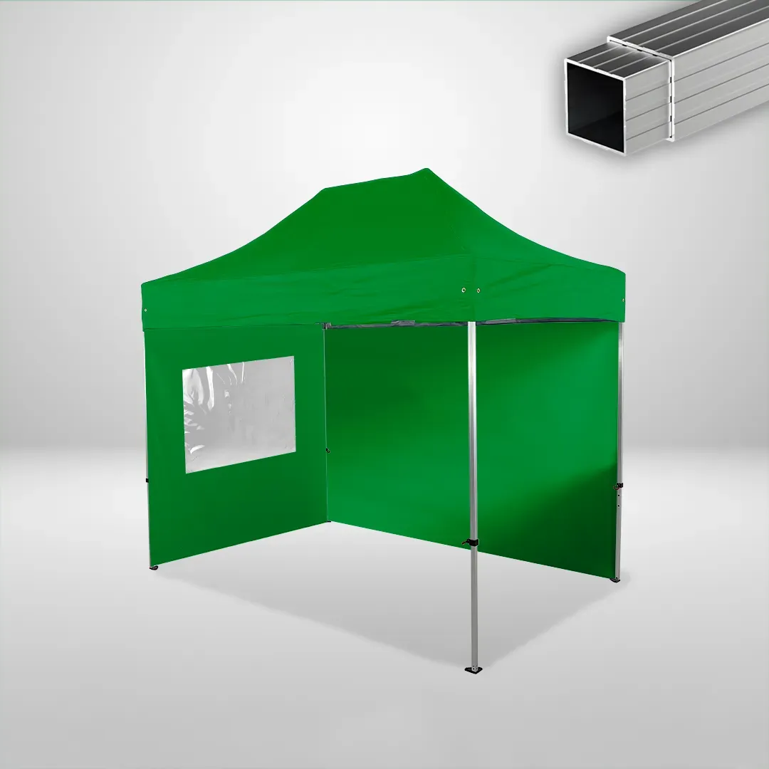 Carpa Plegable 3x2 m, Gama ECO 32mm, 1 lateral liso y 1 lateral con ventana, verde botella 1 Carpa Plegable 3x2 m, Gama ECO 32mm, 1 lateral liso y 1 lateral con ventana, verde botella