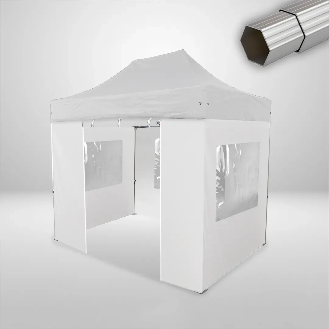 Carpa Plegable 3x2 m, Gama ELITE 50mm, 3 laterales con ventanas y 1 laterales con puerta, blanco 1 Carpa Plegable 3x2 m, Gama ELITE 50mm, 3 laterales con ventanas y 1 laterales con puerta, blanco