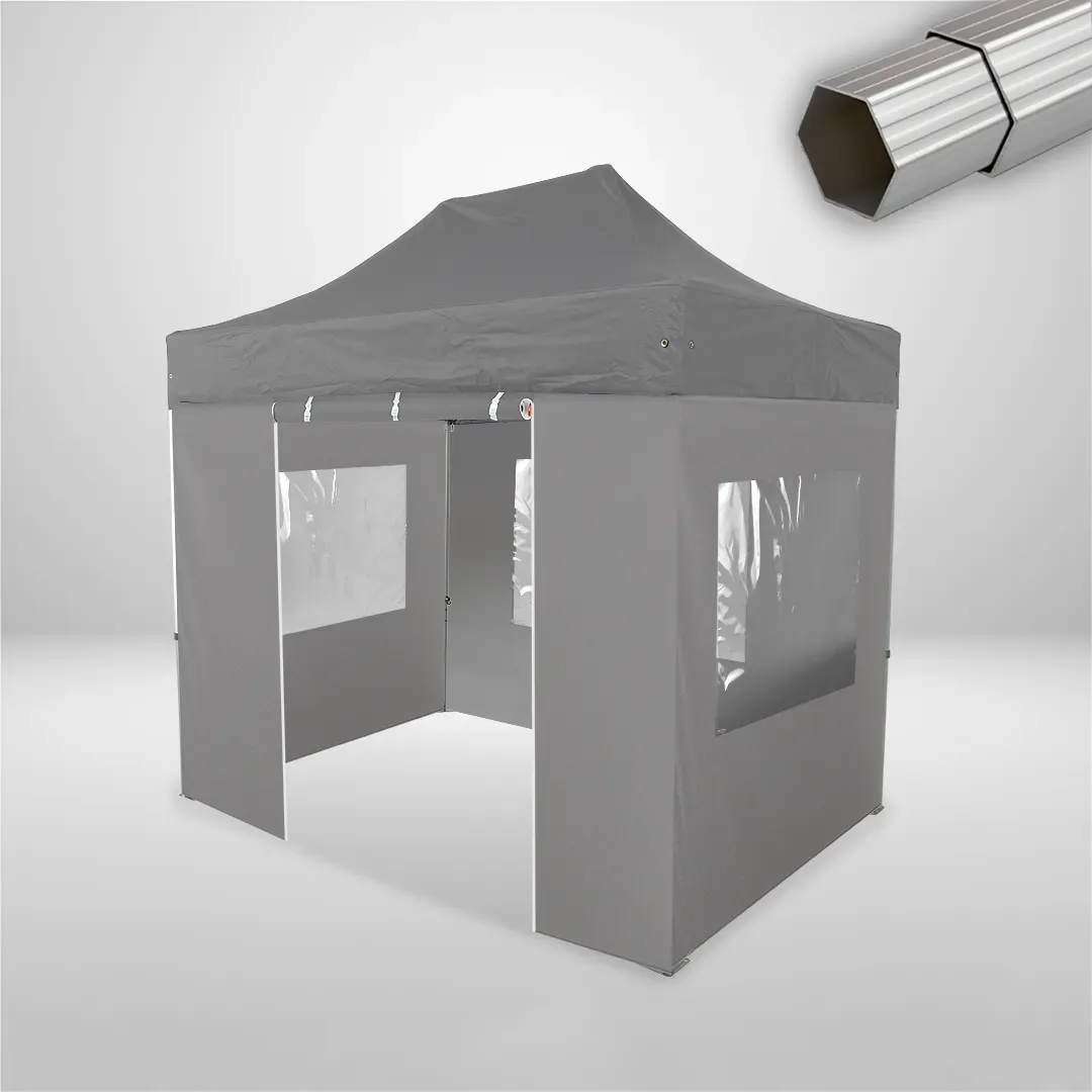 Carpa Plegable 3x2 m, Gama ELITE 50mm, 3 laterales con ventanas y 1 laterales con puerta, gris 1 Carpa Plegable 3x2 m, Gama ELITE 50mm, 3 laterales con ventanas y 1 laterales con puerta, gris