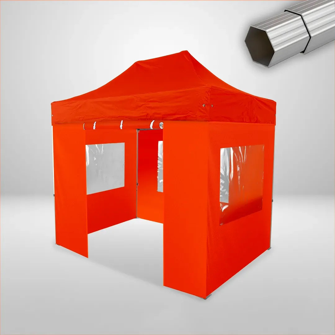 Carpa Plegable 3x2 m, Gama ELITE 50mm, 3 laterales con ventanas y 1 laterales con puerta, naranja 1 Carpa Plegable 3x2 m, Gama ELITE 50mm, 3 laterales con ventanas y 1 laterales con puerta, naranja
